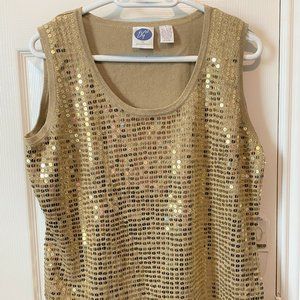 NWT DG2 by Diane Gilman Gold Sequin Tank Top